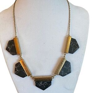 Gold and Black Geometric Necklace